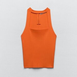 Zara Square Neck Choker Top Orange